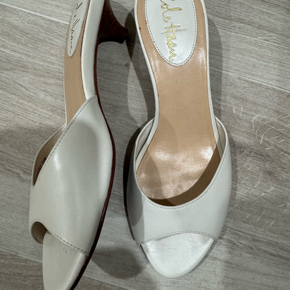 Cole Haan Cream Peep Toe Heels